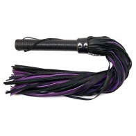 Rouge Leather Flogger with Handle Black/Purple