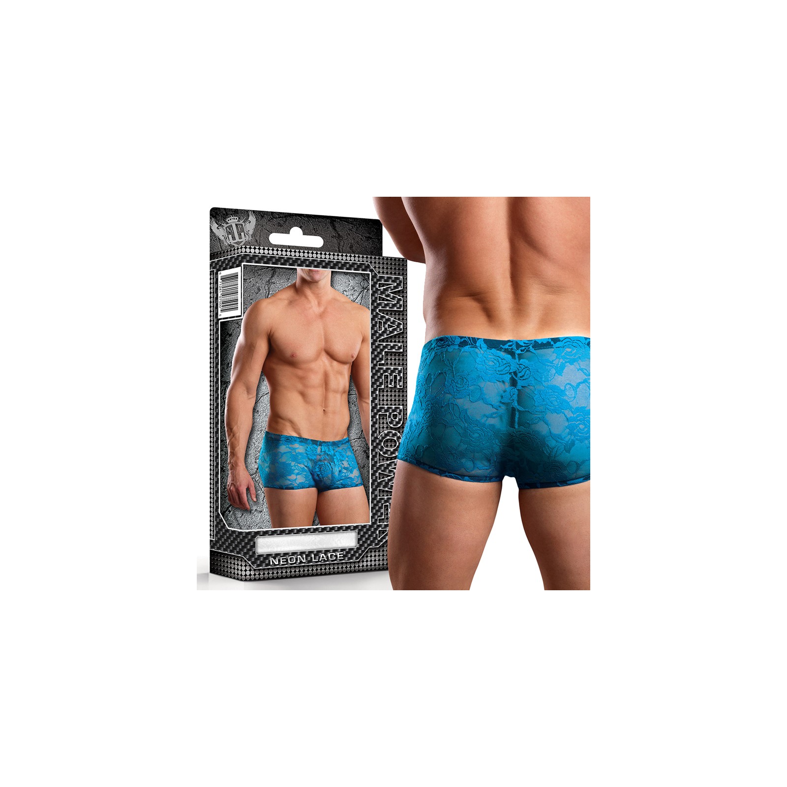 Male Power Mini Shorts de Encaje Neón Turquesa Pequeño