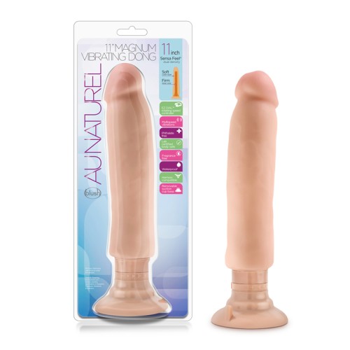 Au Naturel 11 in. Magnum Vibrating Dong Dual Density Dildo Beige