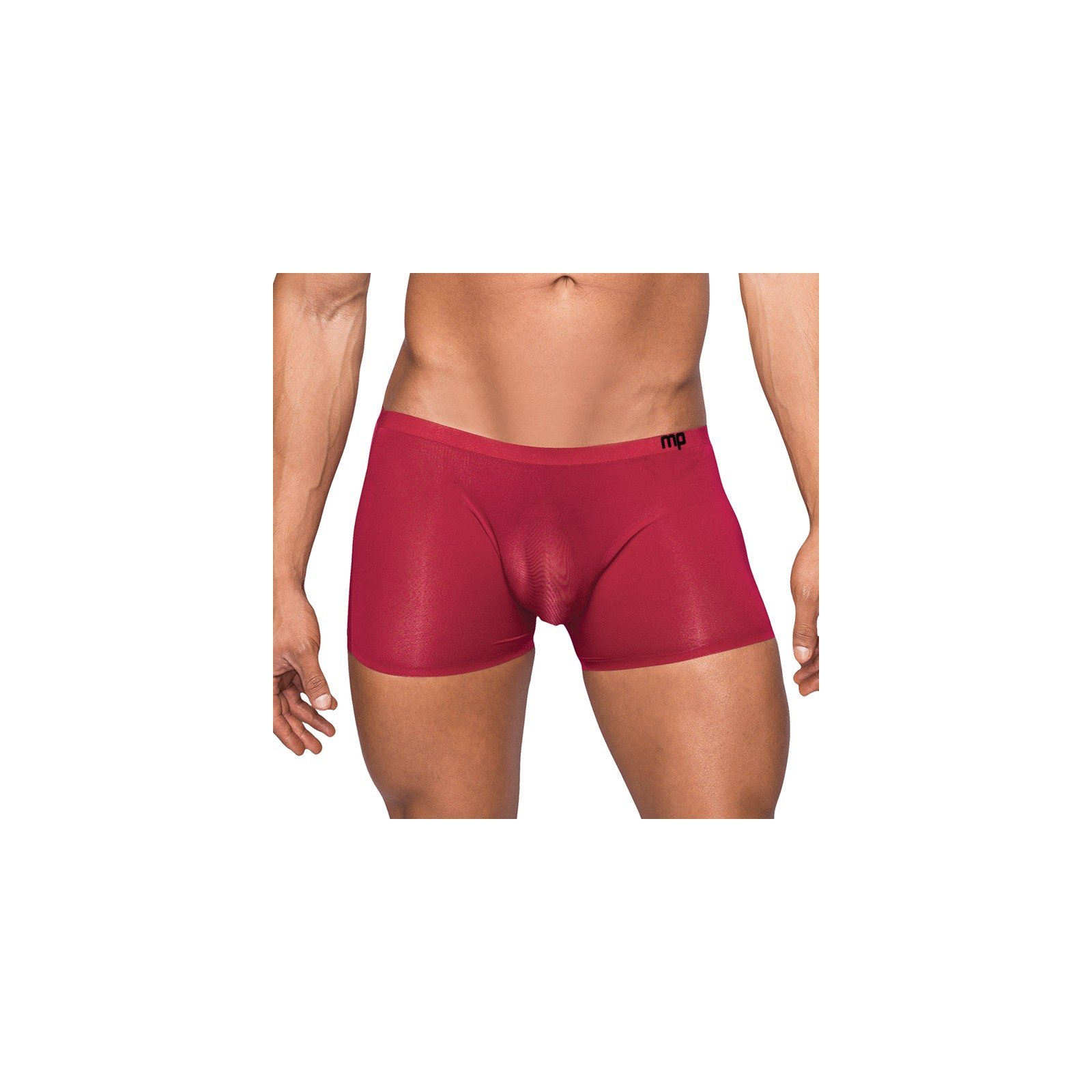 Male Power Seamless Sleek Short with Sheer Pouch Wine Small