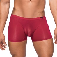 Male Power Seamless Sleek Short with Sheer Pouch Wine Small