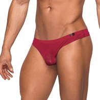 Seamless Wine Thong with Sheer Pouch for Men