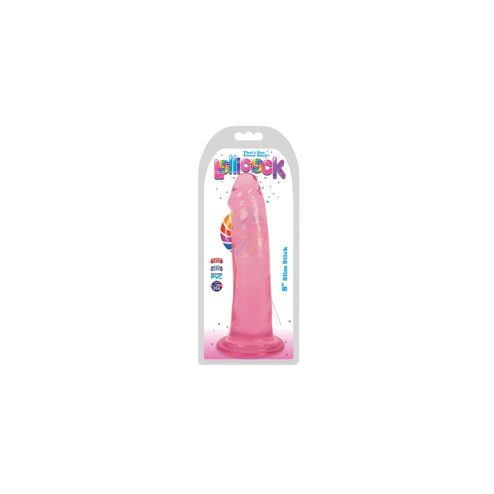 Curve Toys Lollicock Slim 8 in. Dildo Cherry Ice