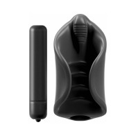 PDX Elite Vibrating Silicone Stroker Black