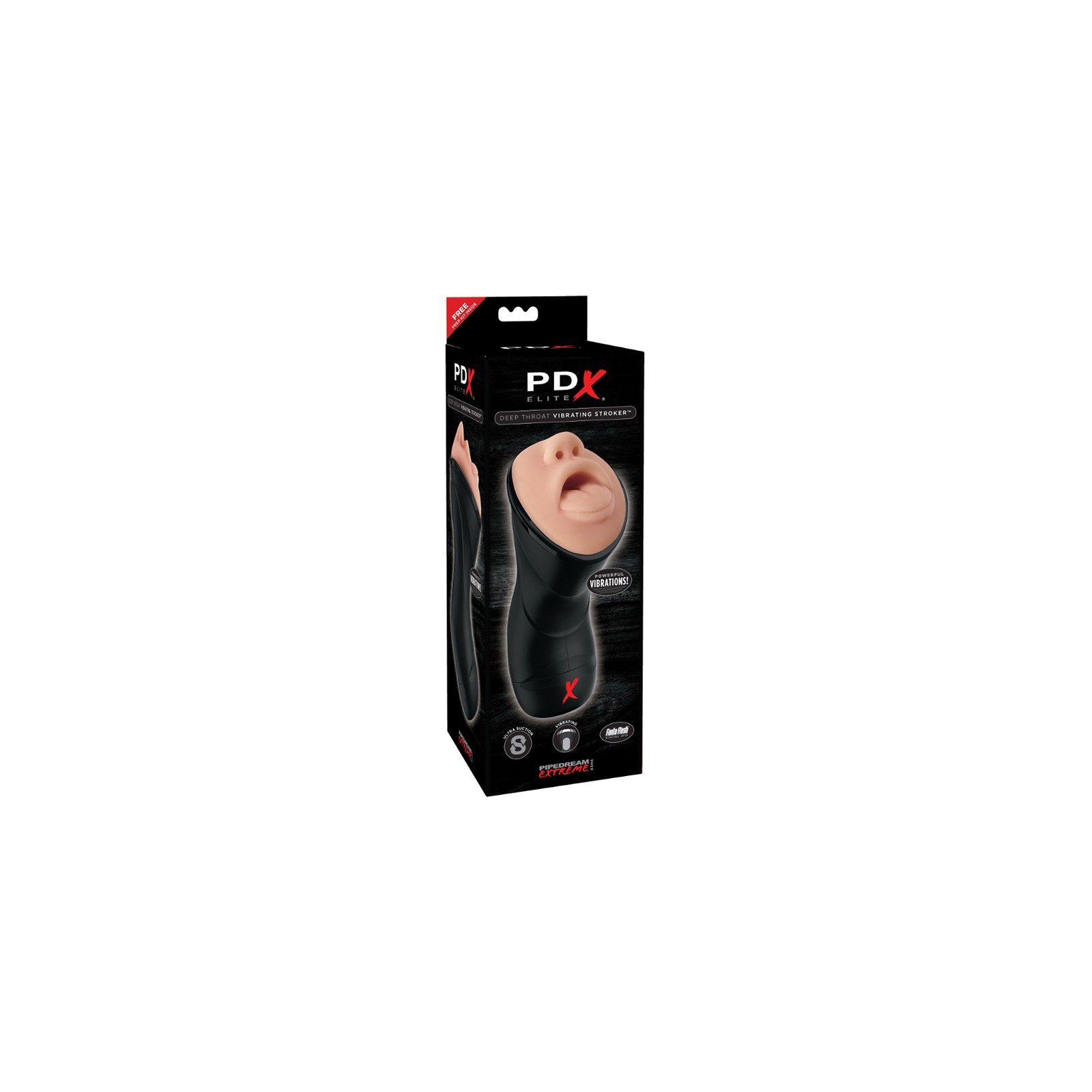 PDX Elite Deep Throat Vibrating Stroker Beige/Black