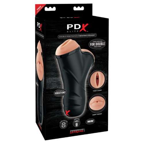 Masturbador Vibrador de Doble Penetración PDX Elite Beige/Negro