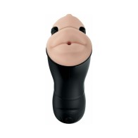 PDX Elite Double Penetration Vibrating Dual Entry Stroker Beige/Black