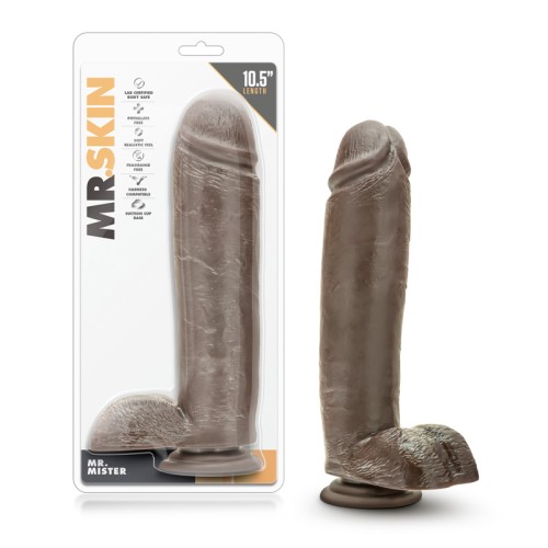 Dildo Realista Dr. Skin Mr. Mister de 10.5 Pulgadas con Pelotas Marrón