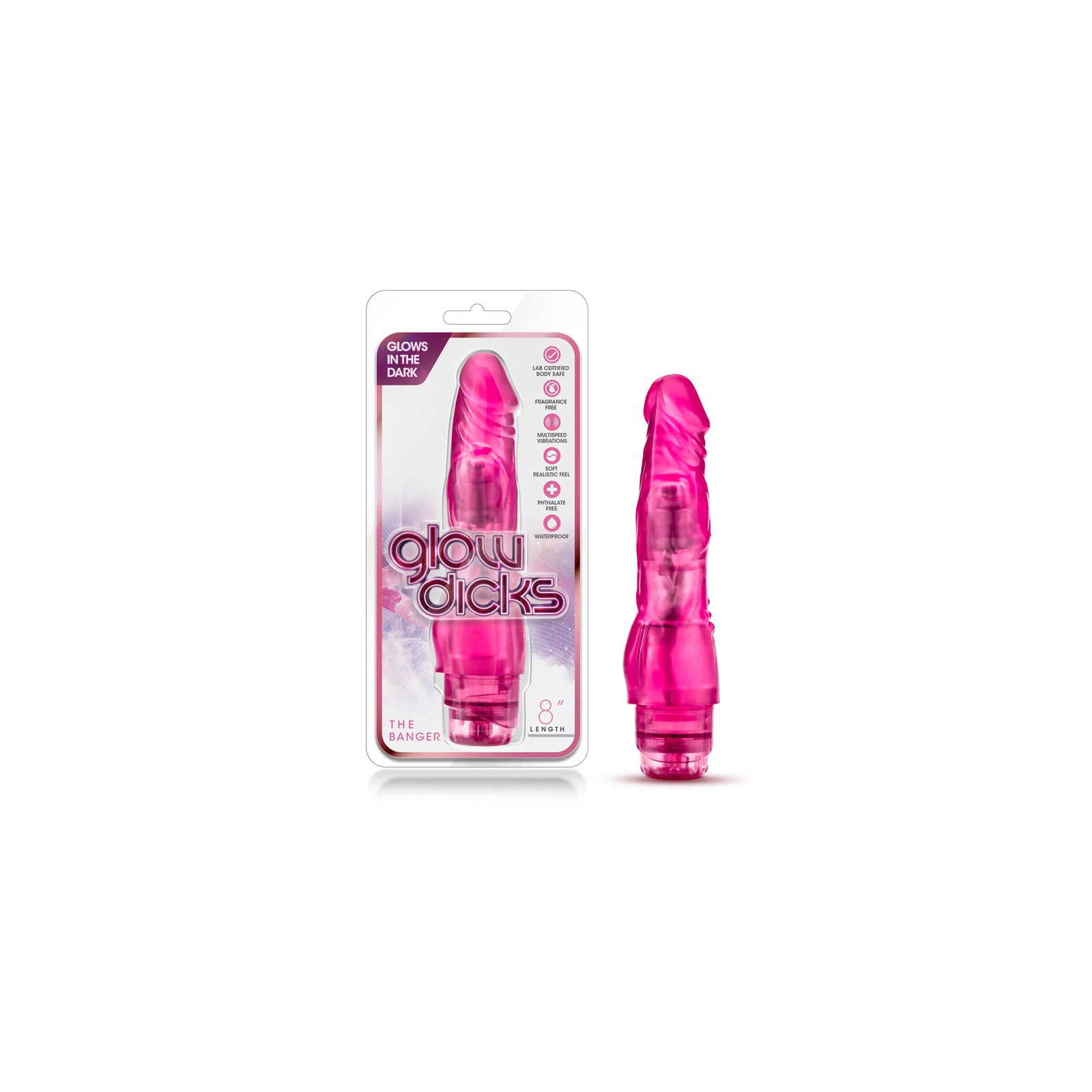 Glow Dicks The Banger Realistic Vibe 8 Inch Vibrator