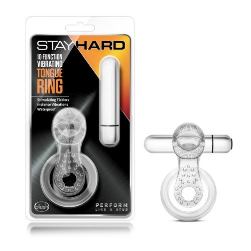 Stay Hard Vibrating Tongue Ring with 10 Functions for Couples