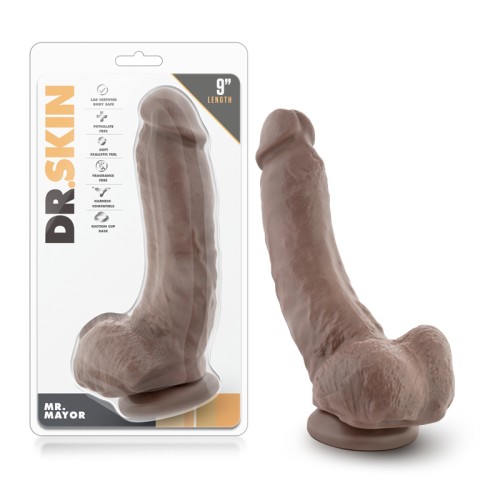 Dildo Realista Dr. Skin Mr. Mayor de 9 in. con Testículos