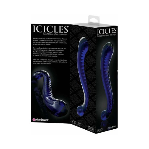 Dildo de Cristal Curvado de Dos Puntas Icicles No. 70 para Placer