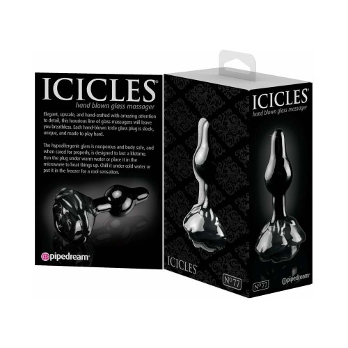 Pipedream Icicles No. 77 Glass Anal Plug Rose Base - Elegant Pleasure