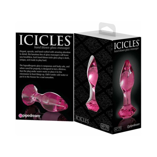 Plug Anal de Cristal Pipedream Icicles No. 79 con Base Facetada Rosa