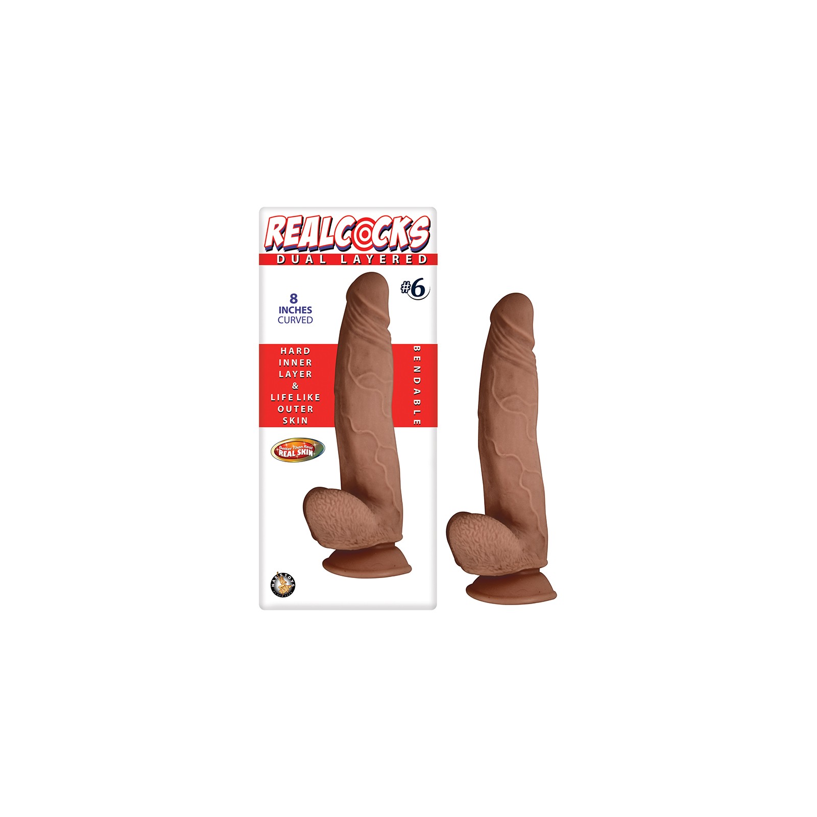 Realcocks 8 Inch Dual-Layered Curved Dildo