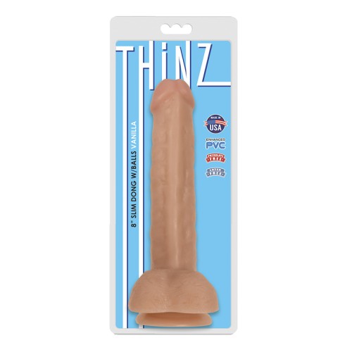 Dildo Delgado Curve Toys Thinz con Bolas y Ventosa