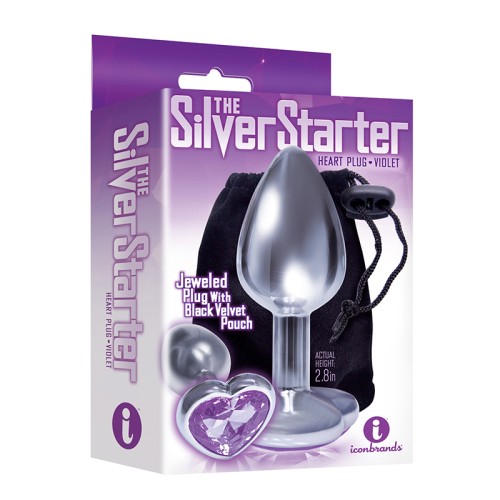 The 9's Bejeweled Heart Stainless Steel Plug Violet