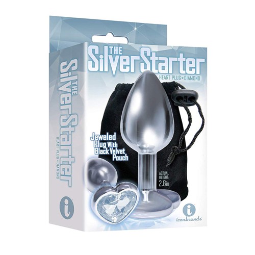 The 9's Silver Starter Bejeweled Heart Plug