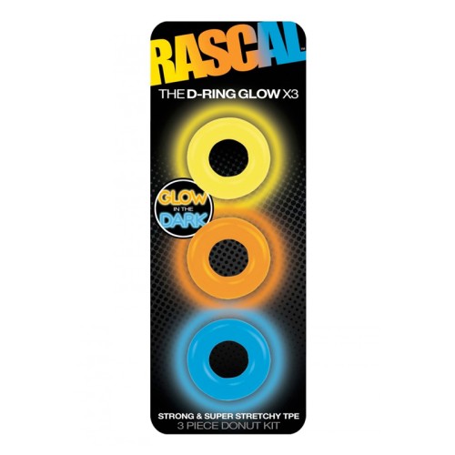 Rascal The D-Ring Glow x3 - Anillos para el Pene que Brillan en la Oscuridad