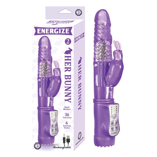 Energize Her Bunny 2 Rechargeable Dual Motors 36 Function Purple