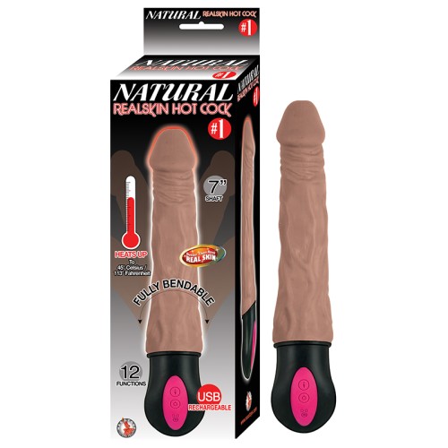 Natural Realskin Hot Cock #1 Fully Bendable Dong - Brown