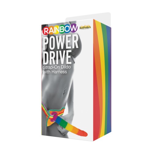 Rainbow Power Drive Strap-On Dildo with Harness