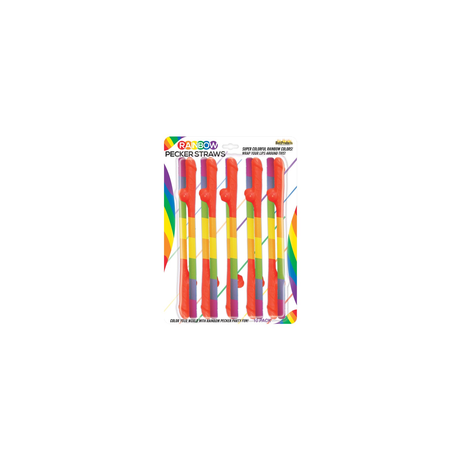 Rainbow Pecker Straws 10 Pack