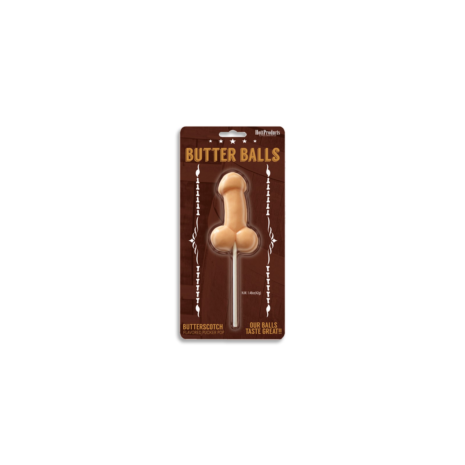 Butter Balls Butterscotch Flavored Pecker Pop