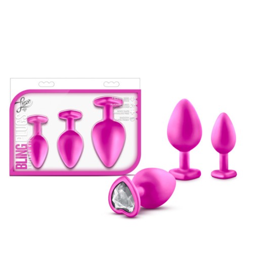 Kit de Entrenamiento de 3 Plugs Bling Luxe Rosa