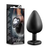 Plug Anal Temptasia Bling con base de gemas corazón grande negro