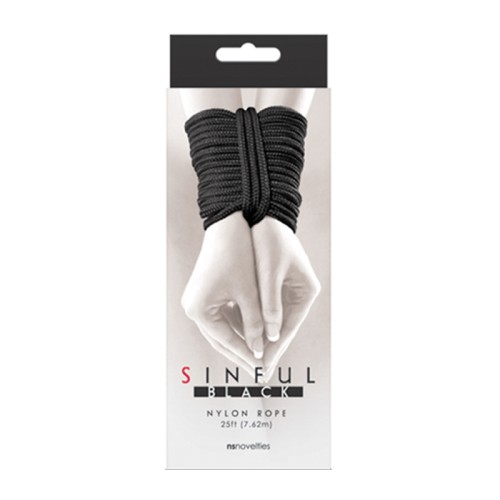 Cuerda de Nylon para Bondage Sinful 25 ft Negra