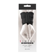 Sinful Nylon Bondage Rope 25 ft Black