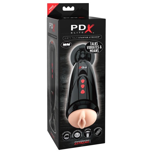 PDX Elite Dirty Talk Vibrating Stroker for Ultimate Pleasure