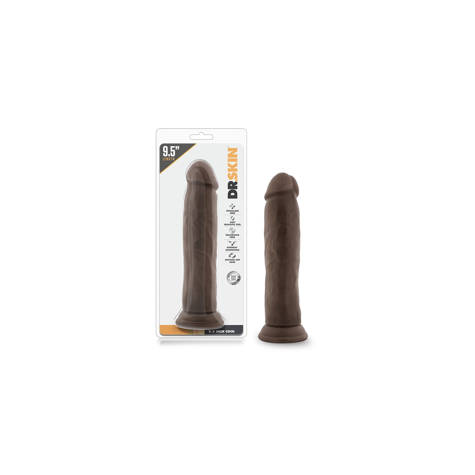 Dr. Skin Realistic Dildo 9.5 Inch Brown - Ultimate Pleasure