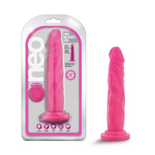 Neo 7.5 in. Dual Density Dildo Neon Pink