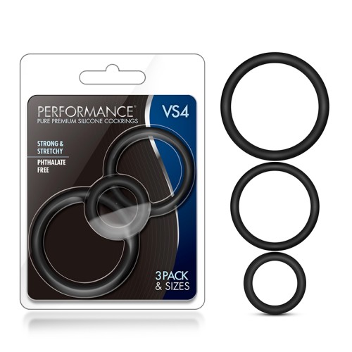 Paquete de 3 Anillos de Silicona Premium VS4 Performance Negro