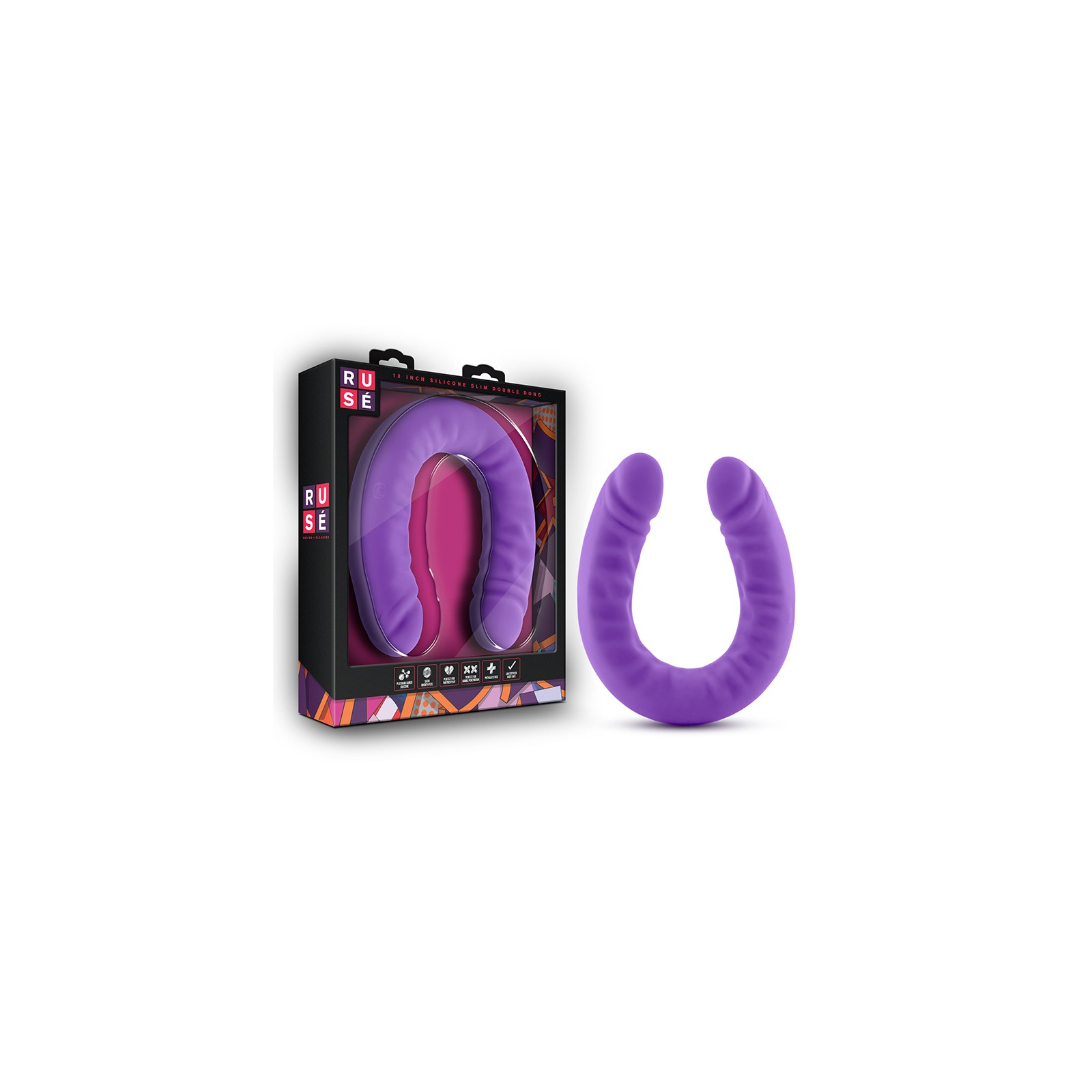 Ruse Realistic 18 in. Silicone Slim Double Dong Purple