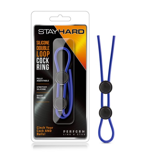 Stay Hard Silicone Double Loop Cockring Blue