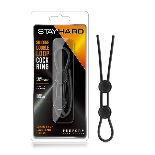 Stay Hard Silicone Double Loop Cock Ring Black - Enhanced Performance