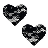 Neva Nude Heart Lace Nipple Covers - Black