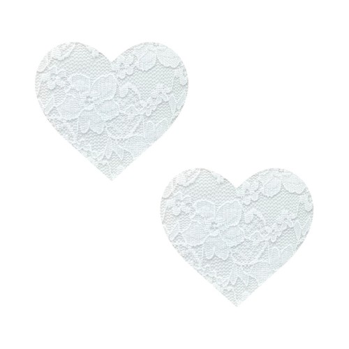 Neva Nude Heart Lace Nipple Covers White