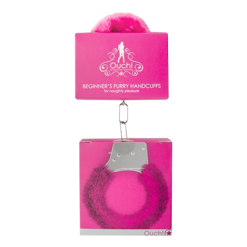 Ouch Beginner's Furry Handcuffs Quick Release Pink