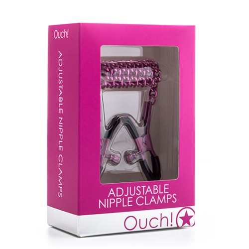 Pinzas de Pezones Ajustables con Cadena Rosa Ouch!