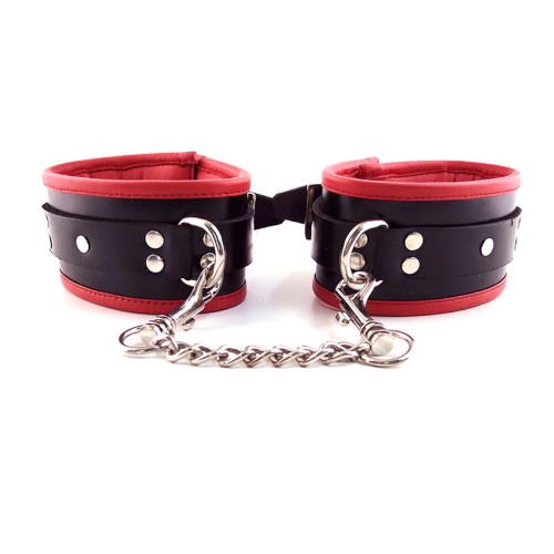 Rouge Padded Ankle Cuffs Black/Red for BDSM Fun