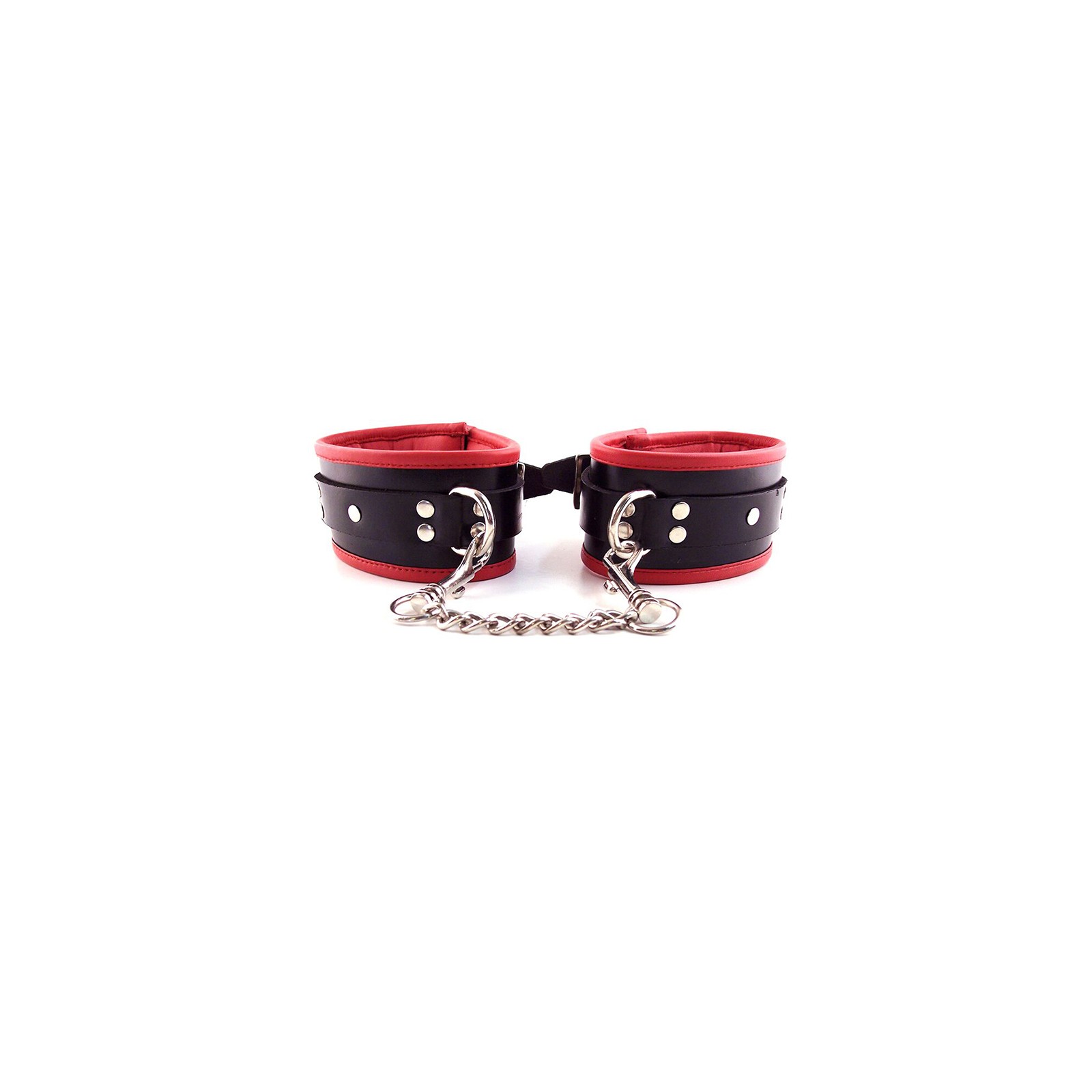 Rouge Padded Ankle Cuffs Black/Red for BDSM Fun