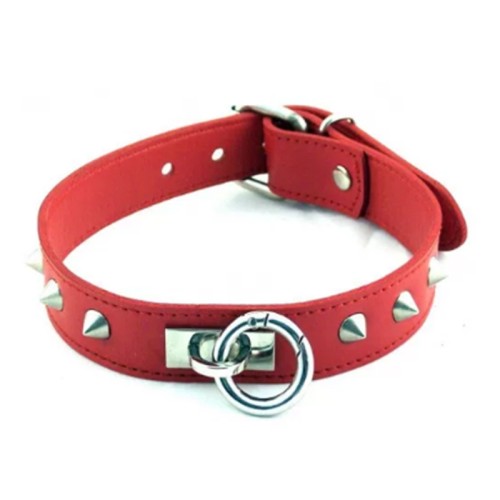 Collar Rouge Rojo con O Ring y Tachuelas