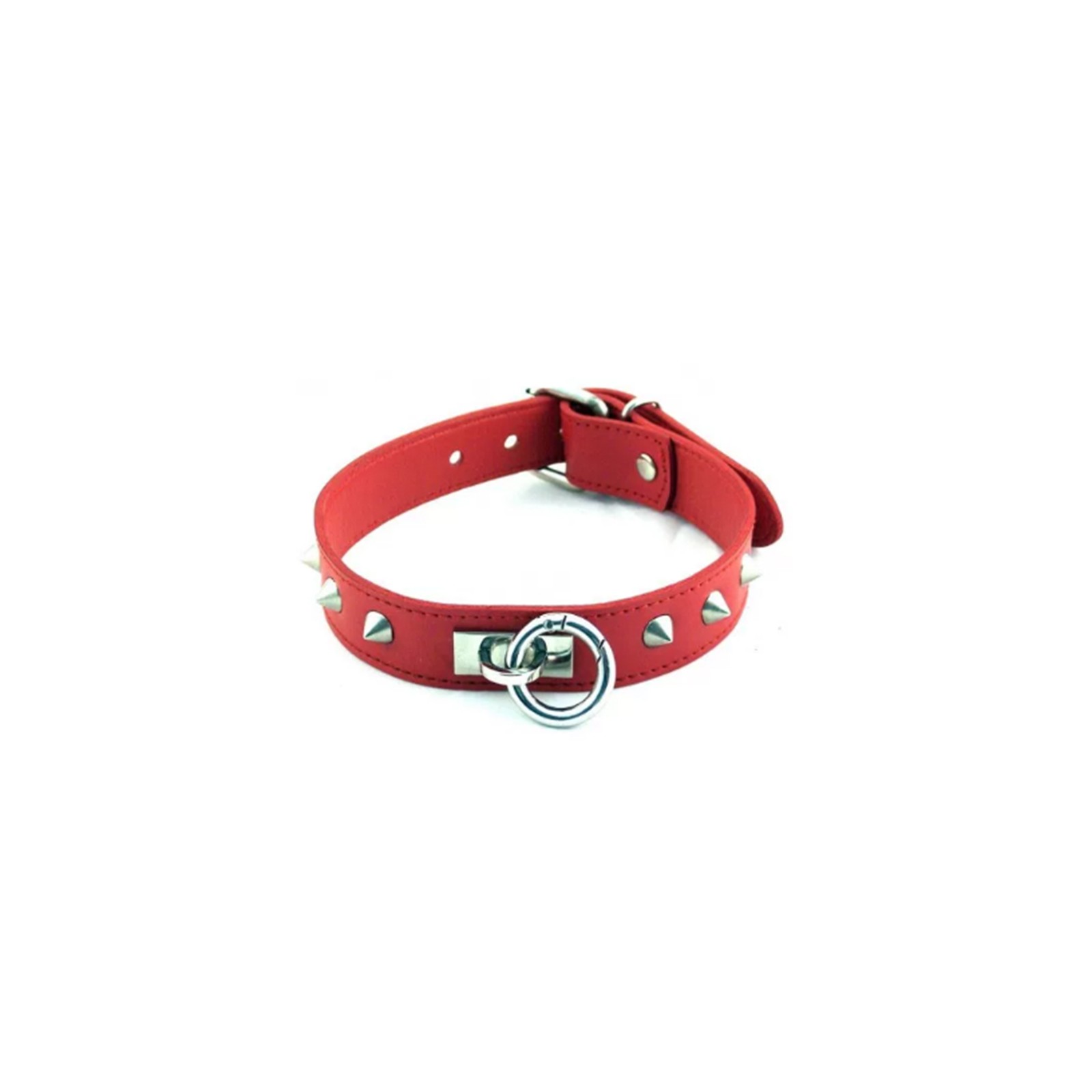 Rouge O Ring Studded Collar Red