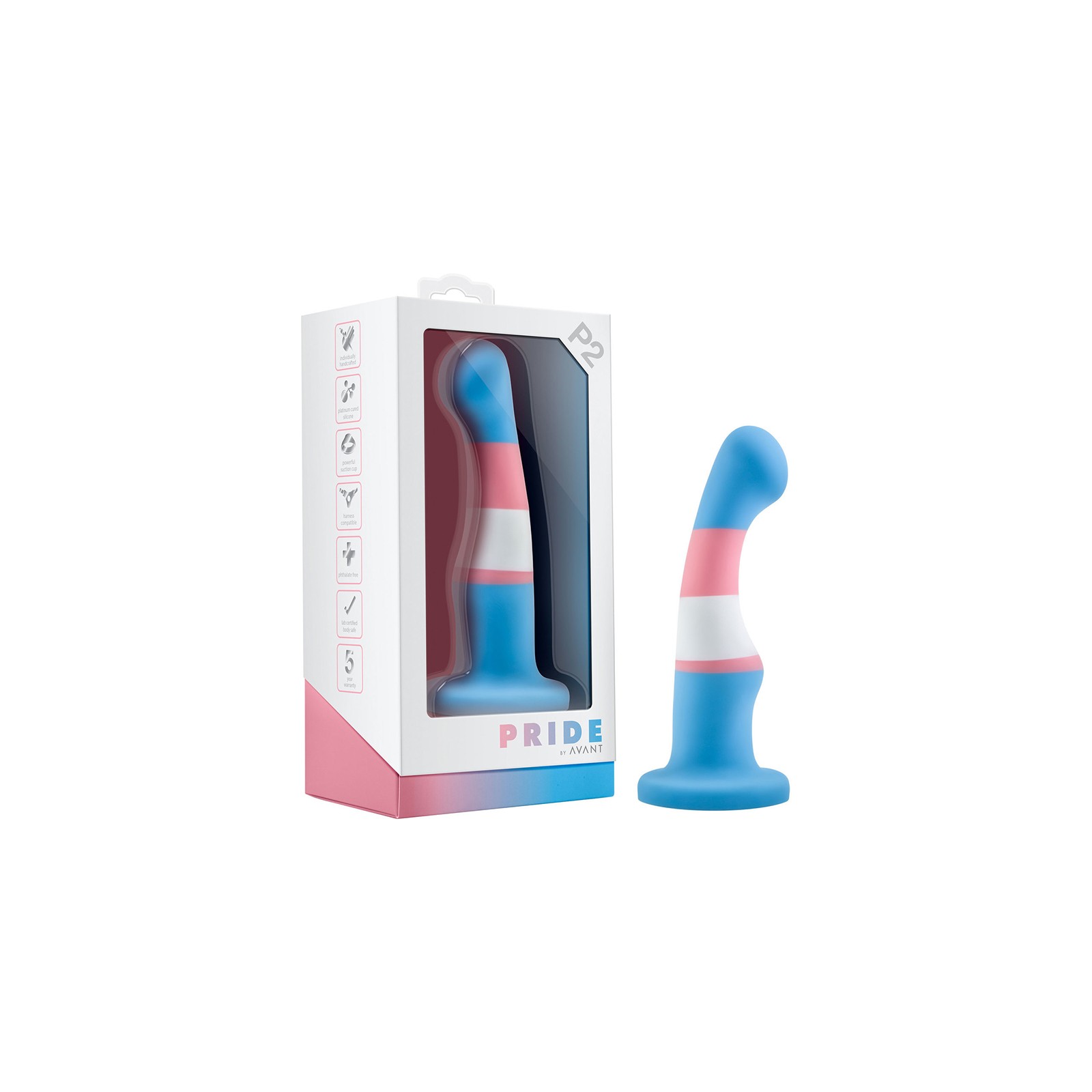 Avant Pride P2 True Blue Dildo de Silicona de 6 in. - Placer Moderno