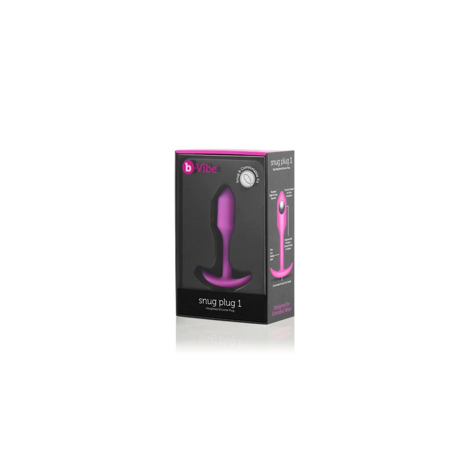 b-Vibe Snug Plug 1 Plug Anal de Silicona con Peso Fucsia