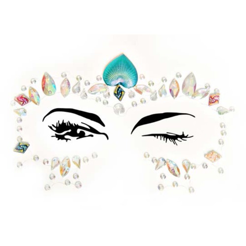 Ariel Adhesive Face Jewels Sticker - 6 Pack